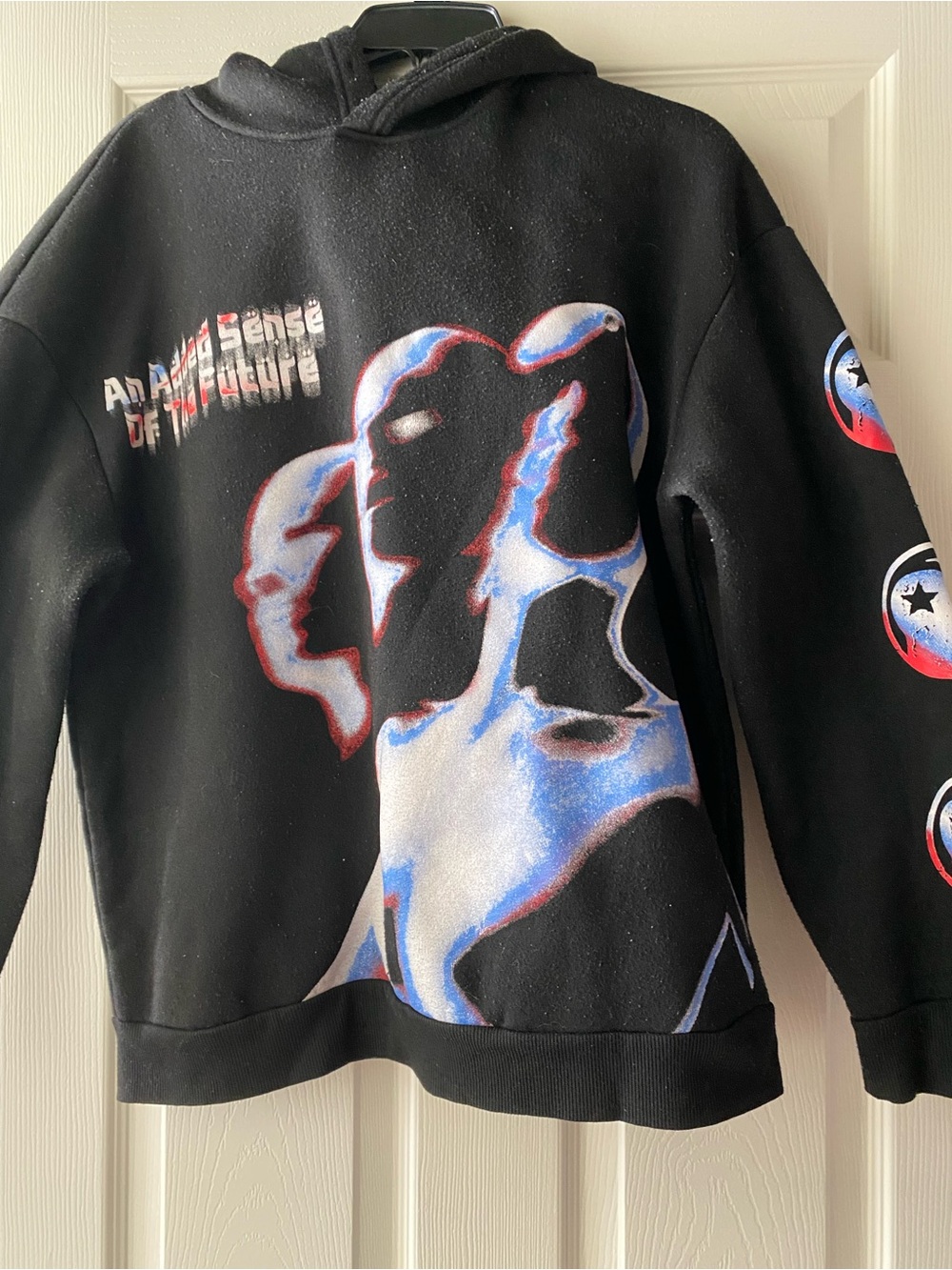 ROMWE Black Hoodie with Blue Logo Tag